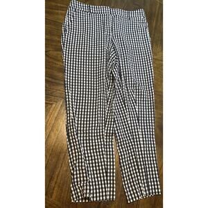 J. Crew Ankle Pant 100% Cotton Lightweight Women Sz 2 Gingham EUC Casual Preppy